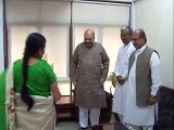 Anandiben Patel Gujarat CM meets BJP President Amit Shah in Gandhinagar