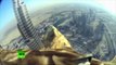 Eagle with Sony Action Cam flies off top of Burj Khalifa in Dubai