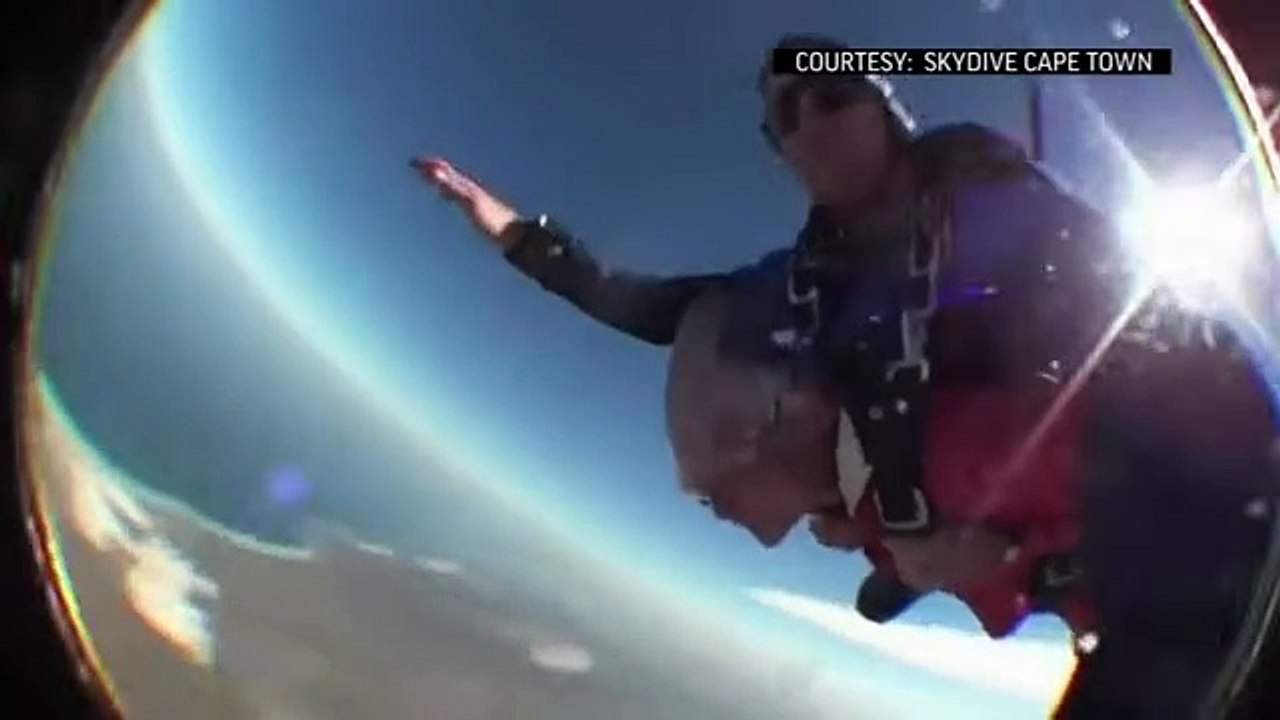 Great-grandma skydives and swims with sharks for 100th birthday