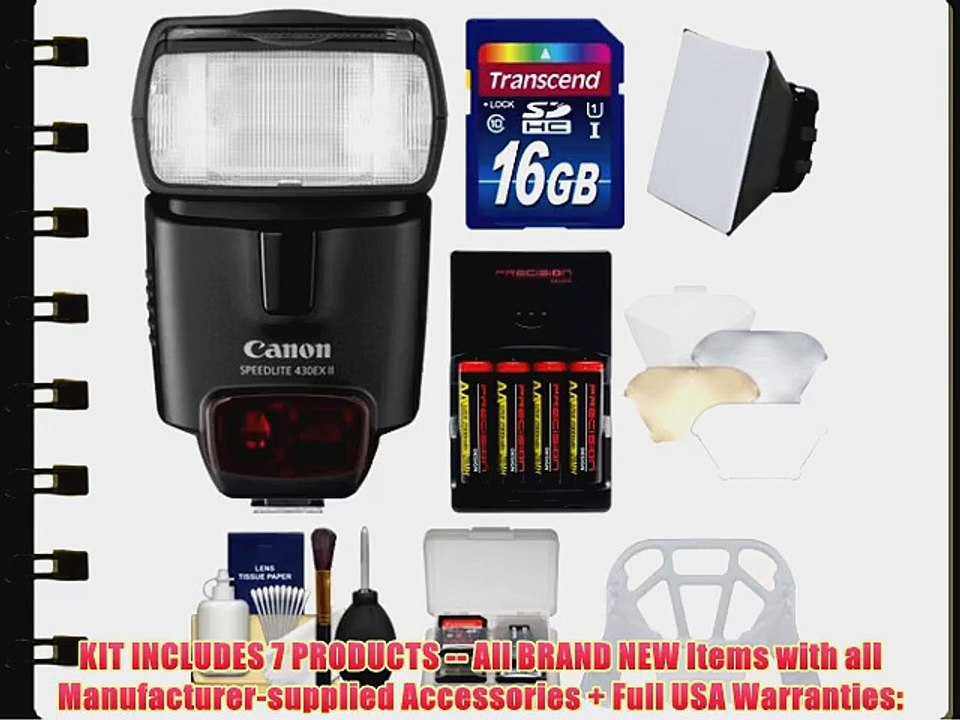Canon Speedlite 430EX II Flash with 16GB SD Card   Softbox   Bounce Diffuser   Batteries