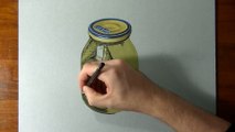 A glass jar of Pickles - Gherkins realistic drawing