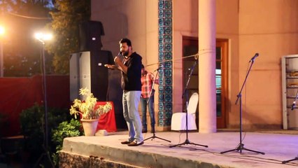 IAMKARACHI's Bilal puts energy into the crowd at Art Council telling them about their role as a citizen