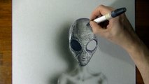 Drawing (Visual Art) Time Lapse_ Grey Alien