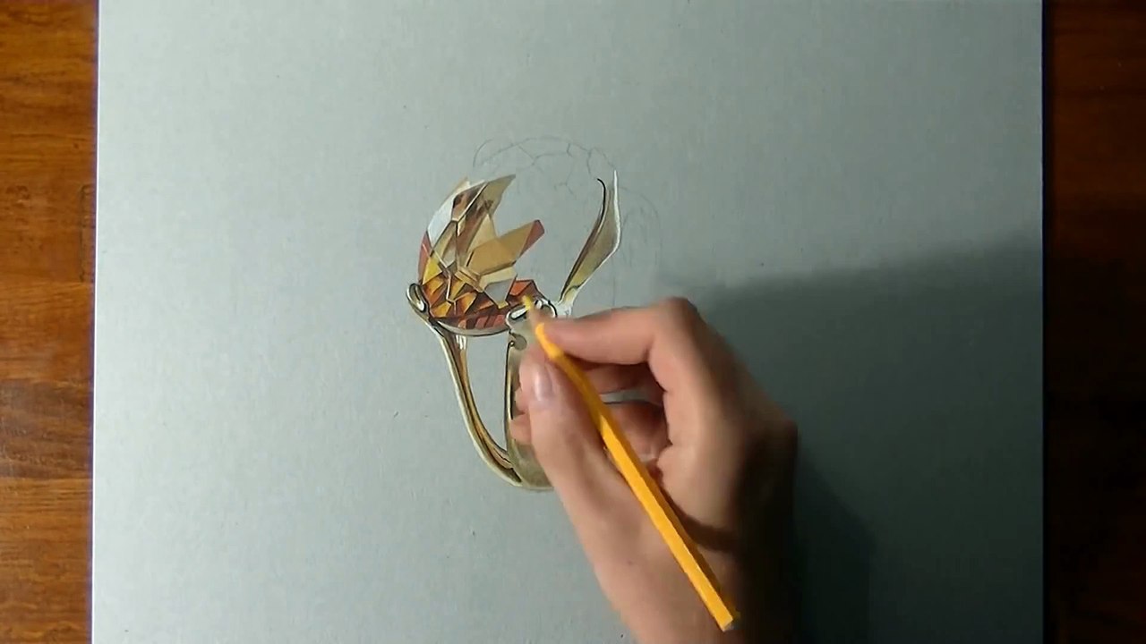 Drawing a realistic Yellow Topaz Gold Ring