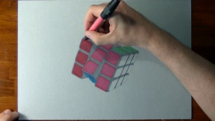 Drawing my Rubik's Cube - time lapse