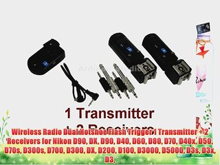 Wireless Radio Dual Hotshoe Flash Trigger 1 Transmitter   2 Receivers for Nikon D90 DX D90