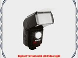 Professional Dedicated Digital TTL Flash with LED Video Light for Canon DSLR Cameras