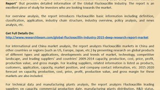 Global Flucloxacillin Industry Size, Share, Market Trends, Growth, Report 2015