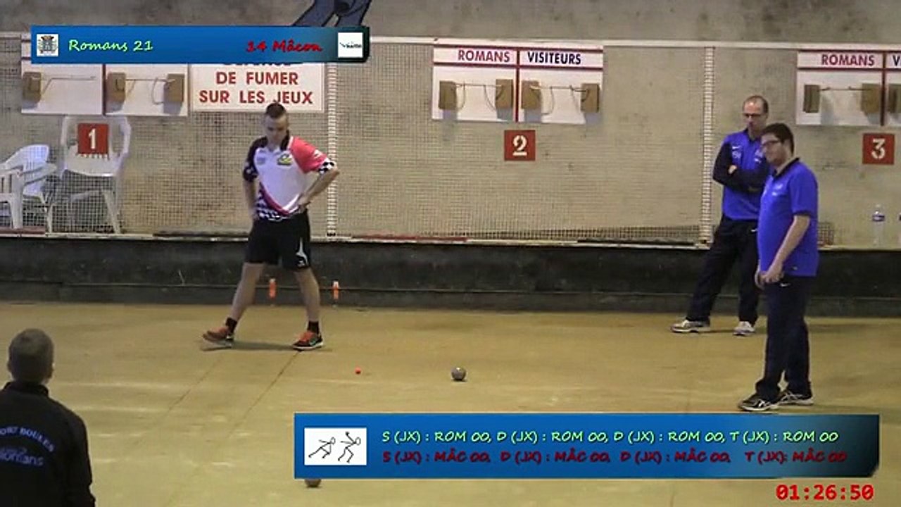 Quatrième tour, jeu traditionnel, Romans contre Mâcon, Club Elite 2 J10, Sport Boules, saison 2014 / 2015