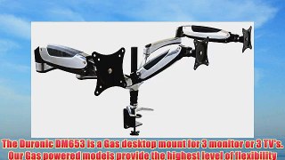 Duronic DM653 Gas Powered Triple LCD LED Desk Mount Arm Monitor Stand Bracket with Tilt and