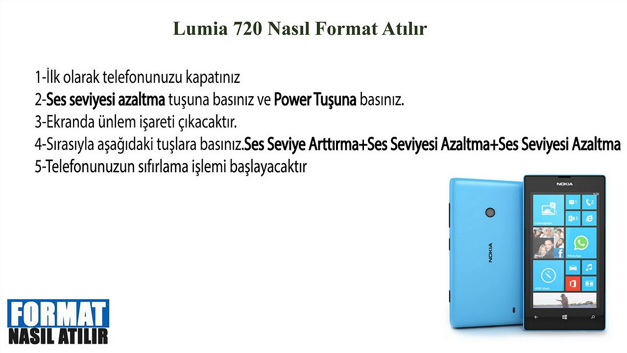 Nokia Lumia 720 Nasıl Format Atılır