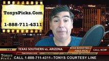 Arizona Wildcats vs. Texas Southern Tigers Free Pick Prediction NCAA Tournament College Basketball Odds Preview 3-19-2015