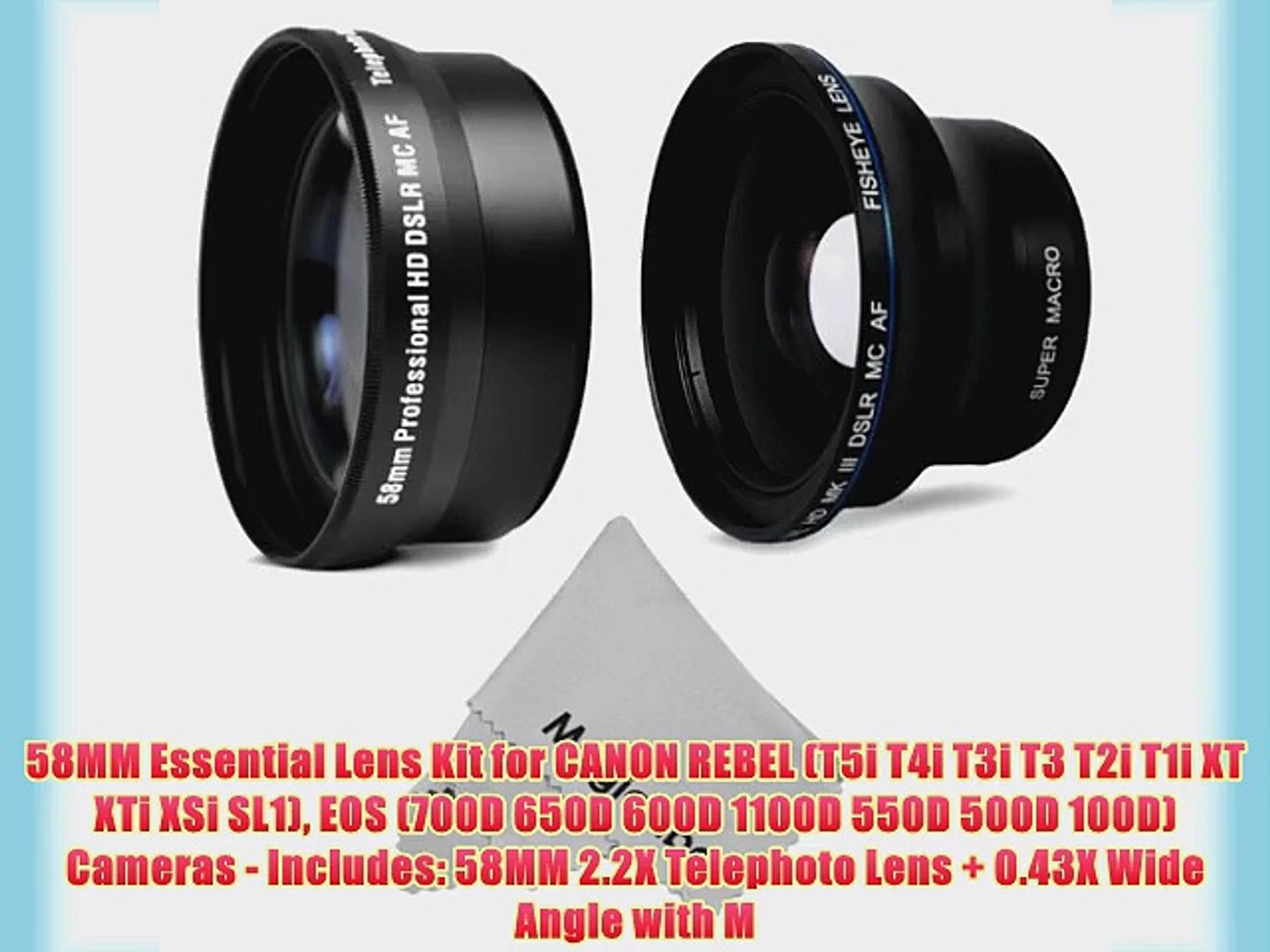58mm Essential Lens Kit For Canon Rebel T5i T4i T3i T3 T2i T1i Xt