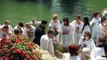 A group at Yardenit Baptismal site in the Jordan River