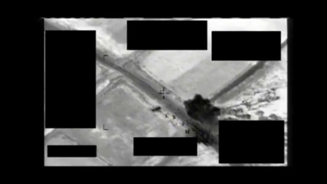 British MoD video shows air strikes hitting IS vehicles