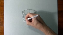 Drawing time lapse_ a whisky glass - hyperrealistic art