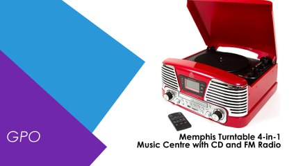GPO Memphis Turntable 4-in-1 Music Centre with CD and FM Radio