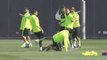 (Funny) Neymar and Dani Alves kicking Luis Suarez