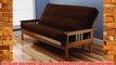 Andover Full Size Futon Sofa Bed Honey Oak Wood Frame Suede Innerspring Mattress Chocolate