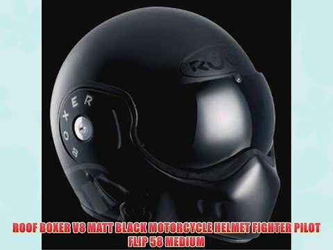 ROOF BOXER V8 MATT BLACK MOTORCYCLE HELMET FIGHTER PILOT FLIP 58 MEDIUM