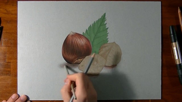 Drawing Time Lapse_ hazelnuts - hyperrealistic art