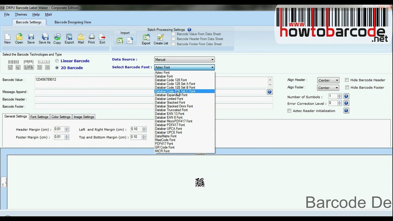 Databar code 128 Set C: How to design and print