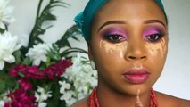 Pretty Pink Nigerian Bridal Makeup Tutorial   Gele Tutorial || Tonitheartist