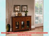 Walnut Finish Wood With Glass Doors Console Sideboard Buffet Table With Storage