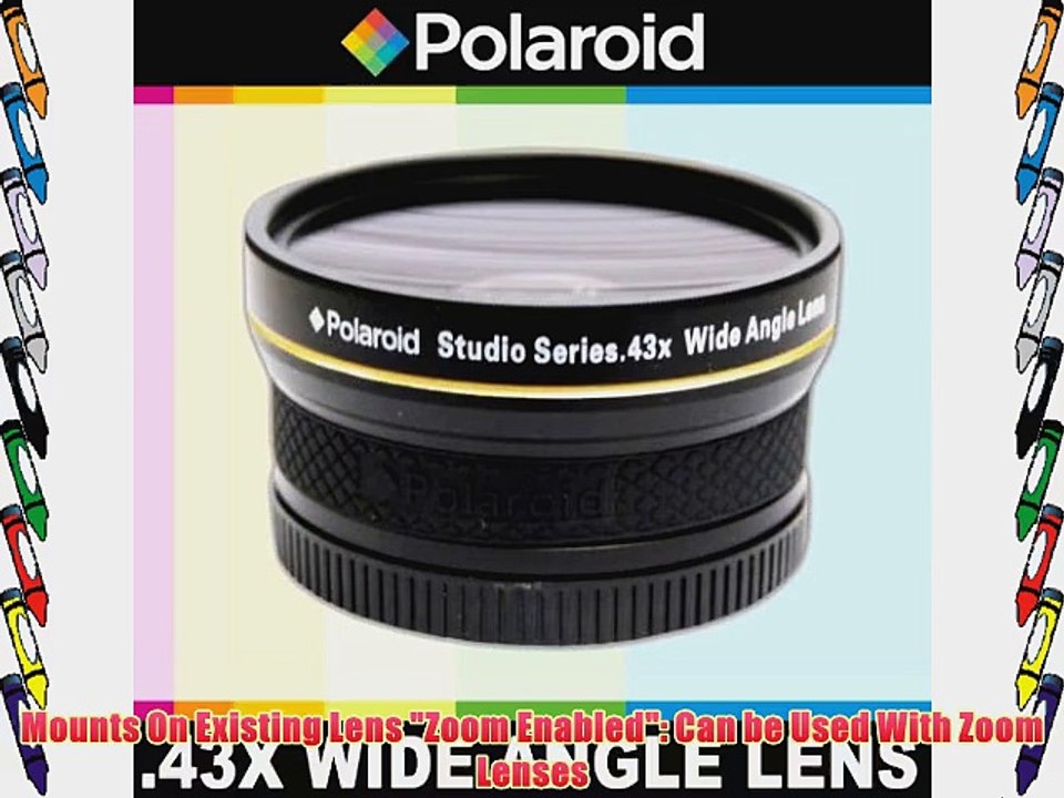 Polaroid Studio Series .43x High Definition Wide Angle Lens With Macro Attachment Includes