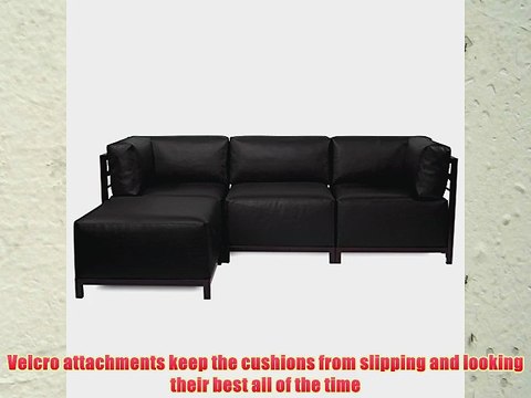 Howard Elliott KQ924M-064 Axis 4-Piece Sectional Sofa Mahogany Frame Atlantis Black