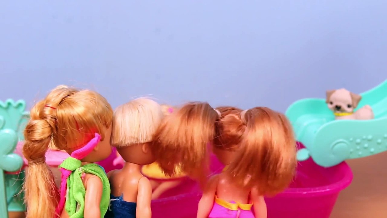 Frozen Kids & Chelsea Puppy Pool Slide Park with Felicia, Krista and Flippin  Pup Pool DisneyCarToys