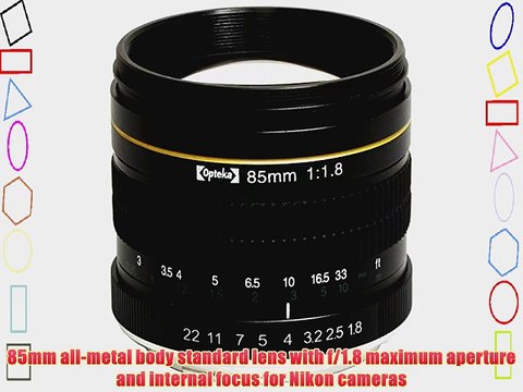 Opteka 85mm f/1.8 Aspherical Medium Telephoto Portrait Lens for Nikon D4S DF D4 D3X D810 D800