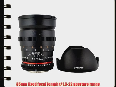 Samyang Cine SYCV35-N 35mm T1.5 Aspherical Wide Angle Cine Lens for Nikon VDSLR