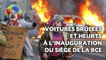 Voitures brûlées et heurts à l'inauguration du siège de la BCE