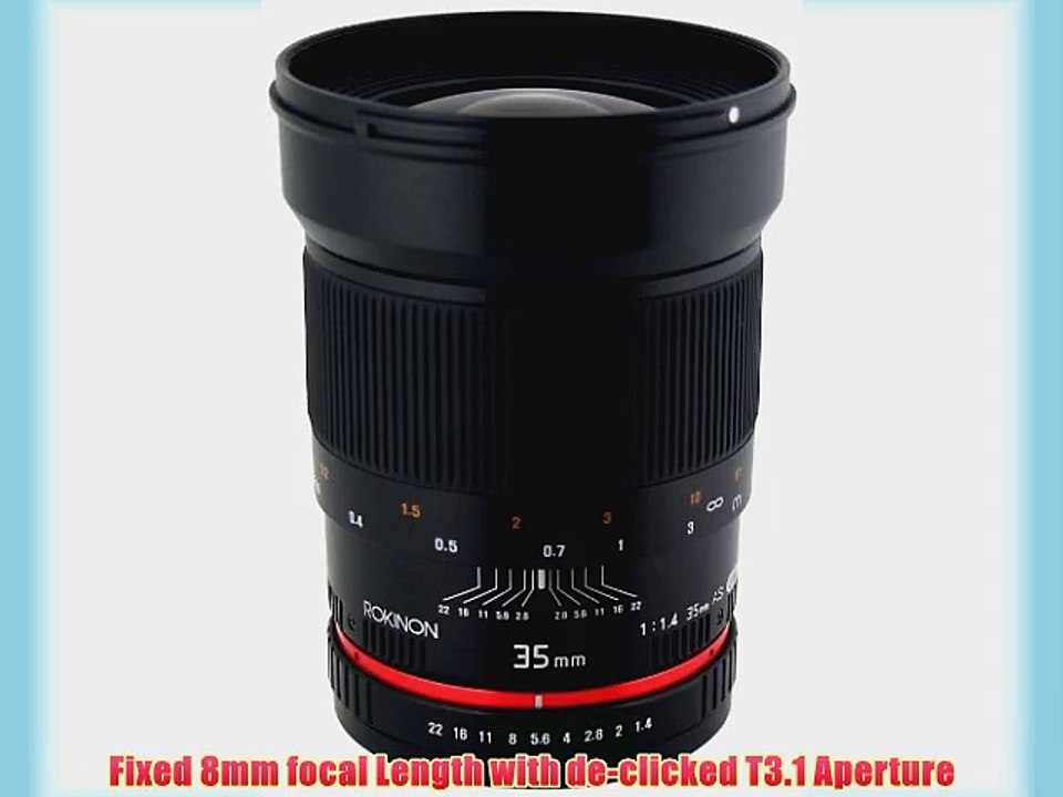Rokinon 35mm F1.4 AS UMC Wide Angle Cine Lens for Sony E-Mount (NEX) (RK35M-E)