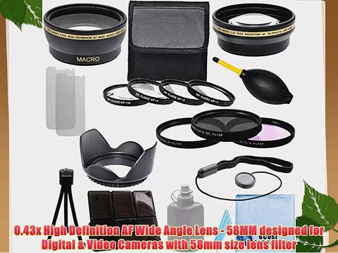 Pro Series 58mm 0.43x Wide Angle Lens 2.2x Telephoto Lens 3Pc Filter Sets 4Pc Close Up