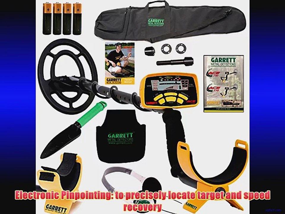 Garrett Ace 250 Metal Detector with?Headphones DVD Digging Trowel Finds Pouch and Carry Bag