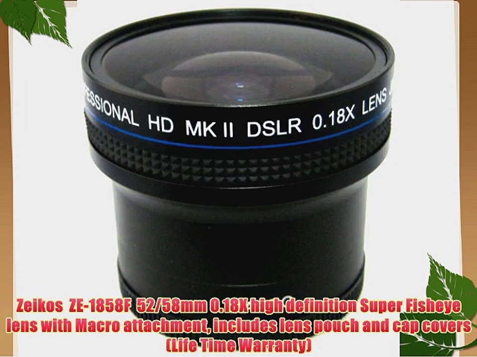 Zeikos  ZE-1858F  52/58mm 0.18X high definition Super Fisheye lens with Macro attachment includes