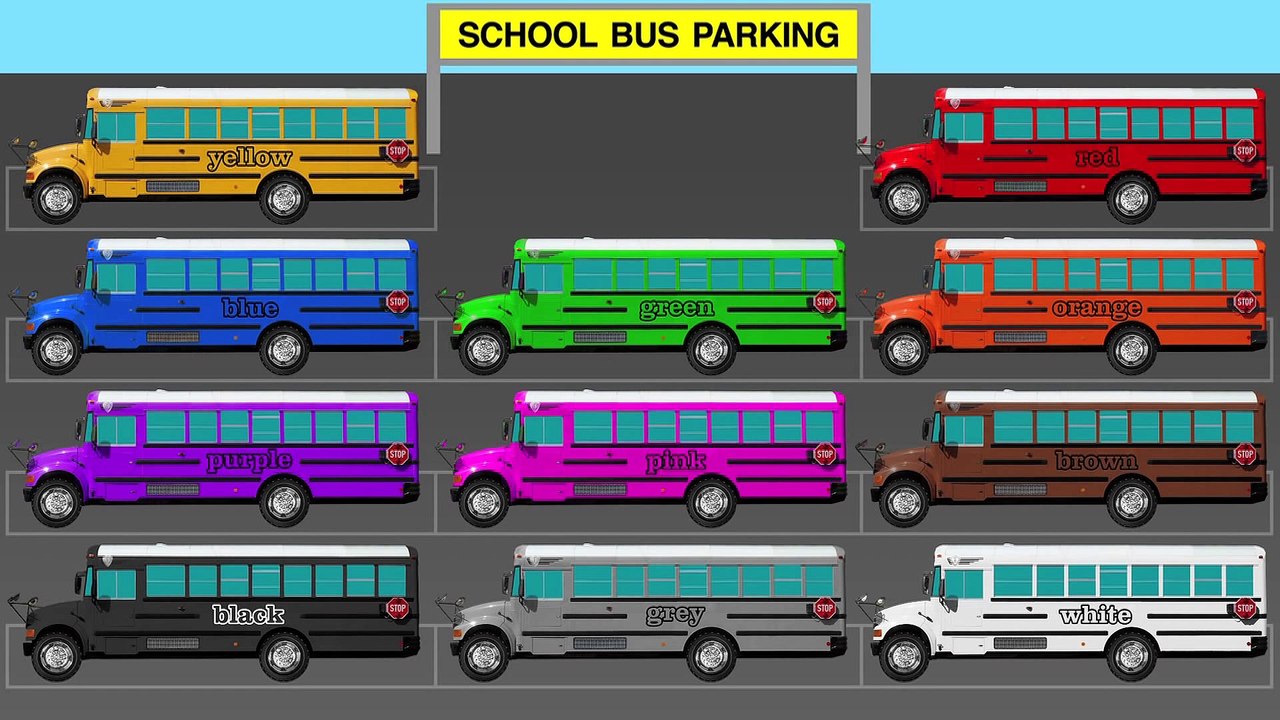 School Buses Teaching Colors - Learning Colours Video for Kids