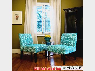Bradstreet Damask Turquoise Blue Armless Chairs