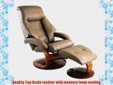 Oslo Collection 58-LO3-24-103 Top Grain Leather Swivel Recliner with Ottoman Sand