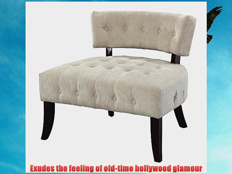 Powell Lady Slipper Tufted Accent Chair with Cream Velour Corduroy Fabric 17-1/2-Inch