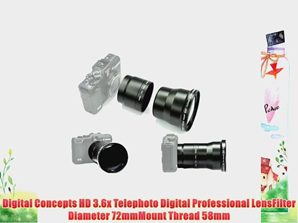 TELEPHOTO 3.6X HD LENS FOR CANON POWERSHOT G15 G16 G10 G12 G11   LA-DC58L