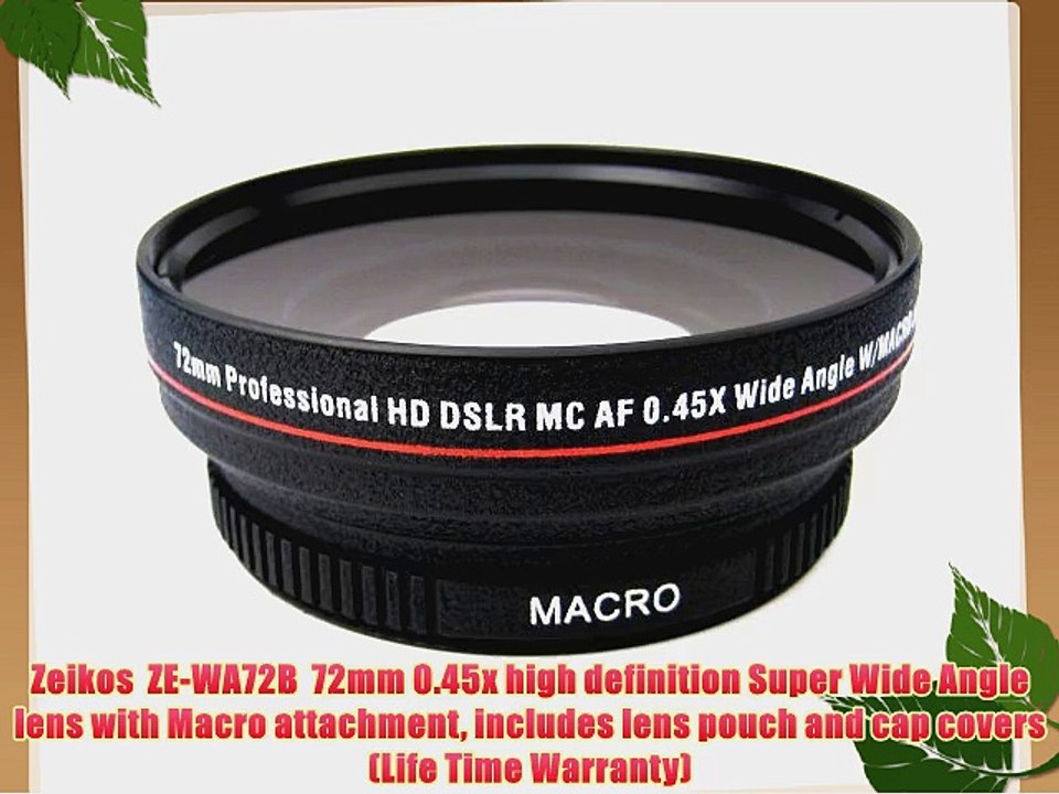 Zeikos  ZE-WA72B  72mm 0.45x high definition Super Wide Angle lens with Macro attachment includes
