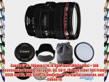 Canon EF 24-105mm f/4L IS USM Lens (White Box)   GID Accessories Bundle. For 5D III 6D 5D II