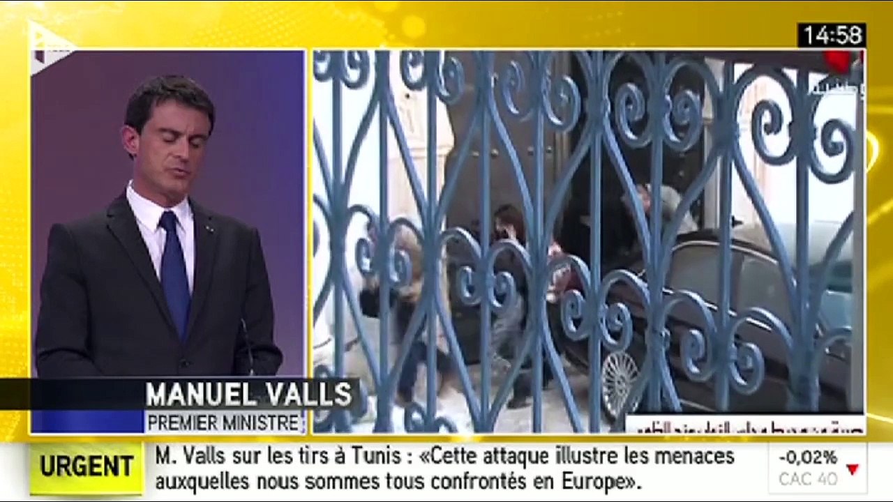 Manuel Valls "condamne avec la plus grande fermeté" l'attaque du musée du Bardo
