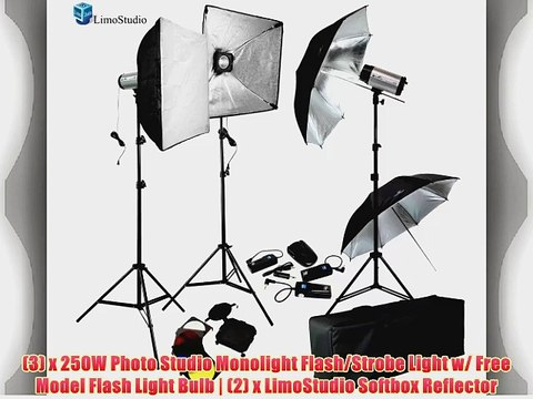 LimoStudio 750W (250W x 3) Professional Photography Studio Flash Strobe Light Lighting Kit