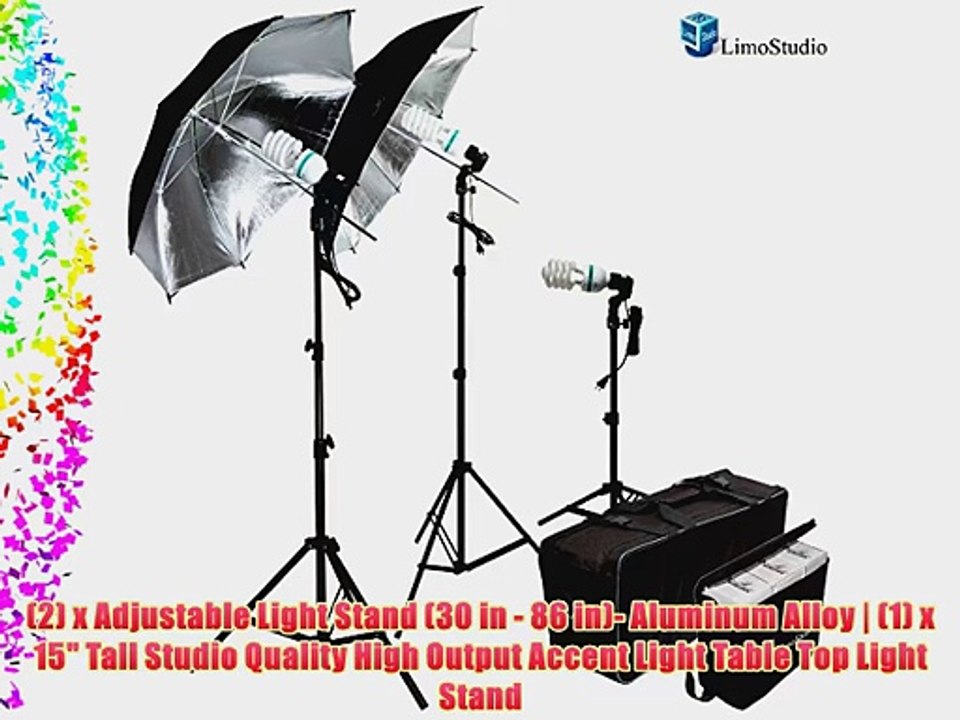 LimoStudio 600W Photography Triple Photo Umbrella Light Lighting Kit Video and Portrait Studio