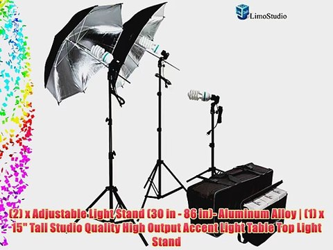 LimoStudio 600W Photography Triple Photo Umbrella Light Lighting Kit Video and Portrait Studio