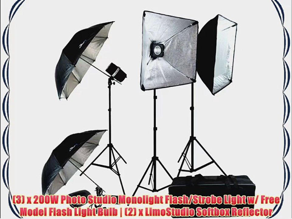 LimoStudio Professional Photography 600W Studio Flash Strobe Light Lighting Kit LMS405